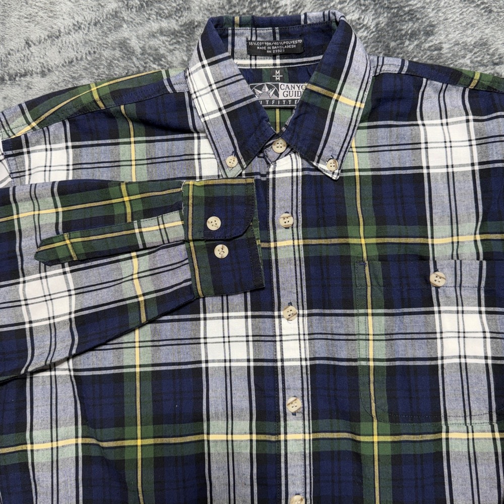 Canyon‎ Guide Outfitter Button Down Shirt Mens M Blue Green Plaid Long Sleeve